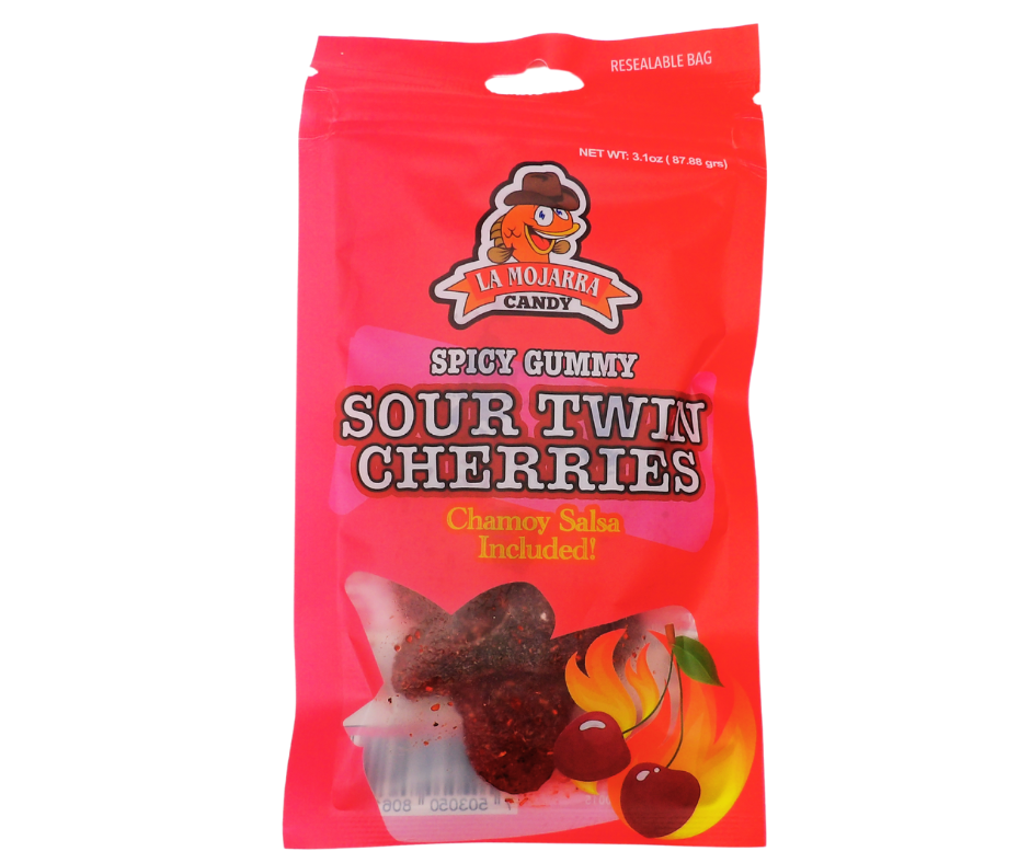 La Mojarra Spicy Gummy Sour Twin Cherry 3.1 oz
